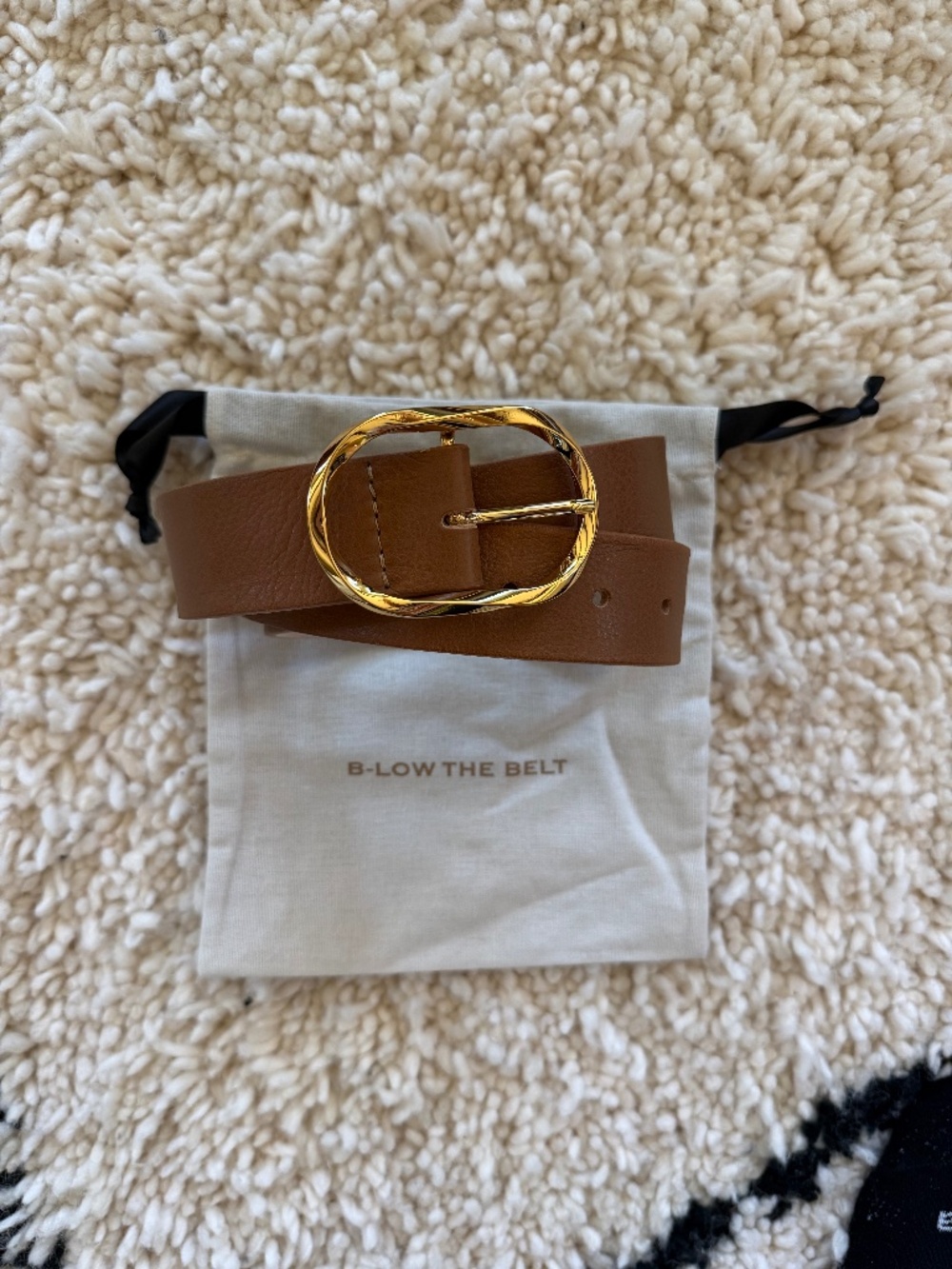 B-Low the Belt Gold Twisted Buckle Belt
